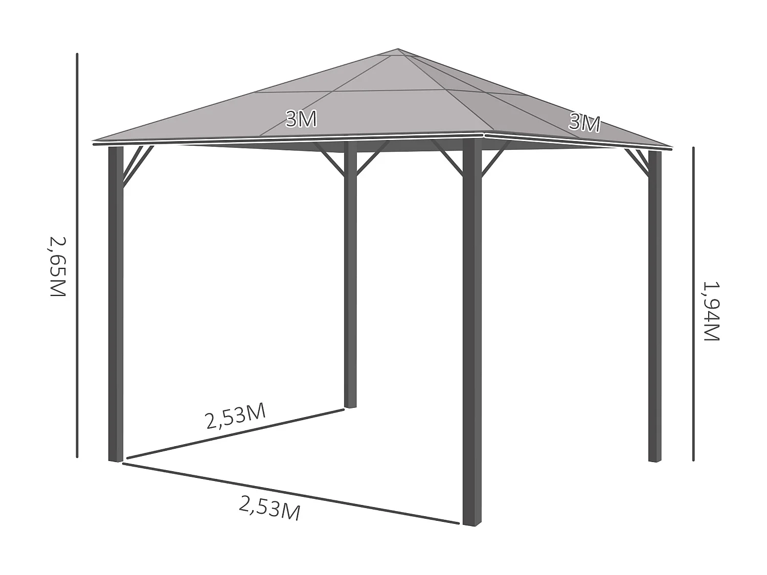 Cenador multicolor 300x300x265 cm Outsunny