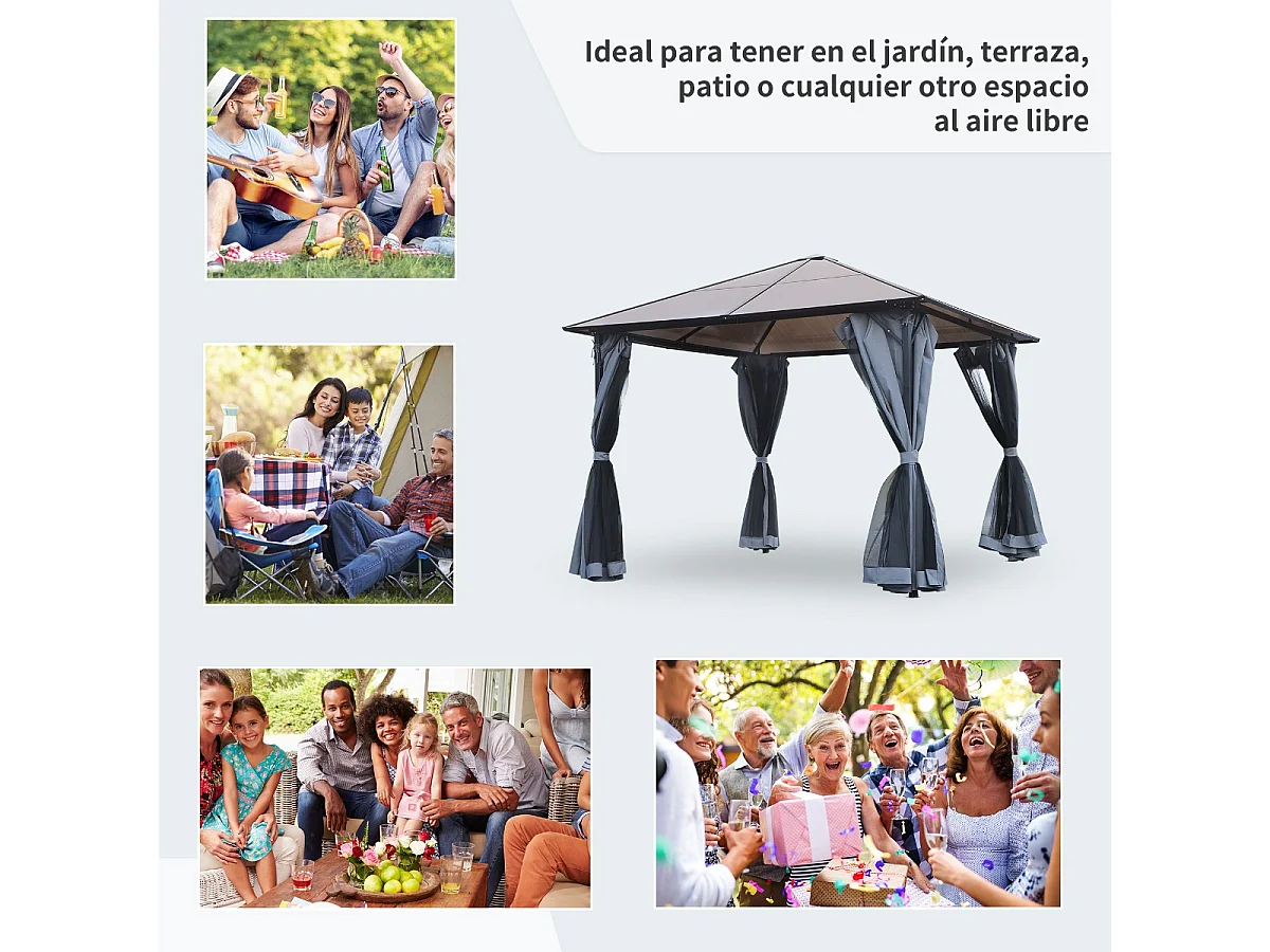 Cenador multicolor 300x300x265 cm Outsunny