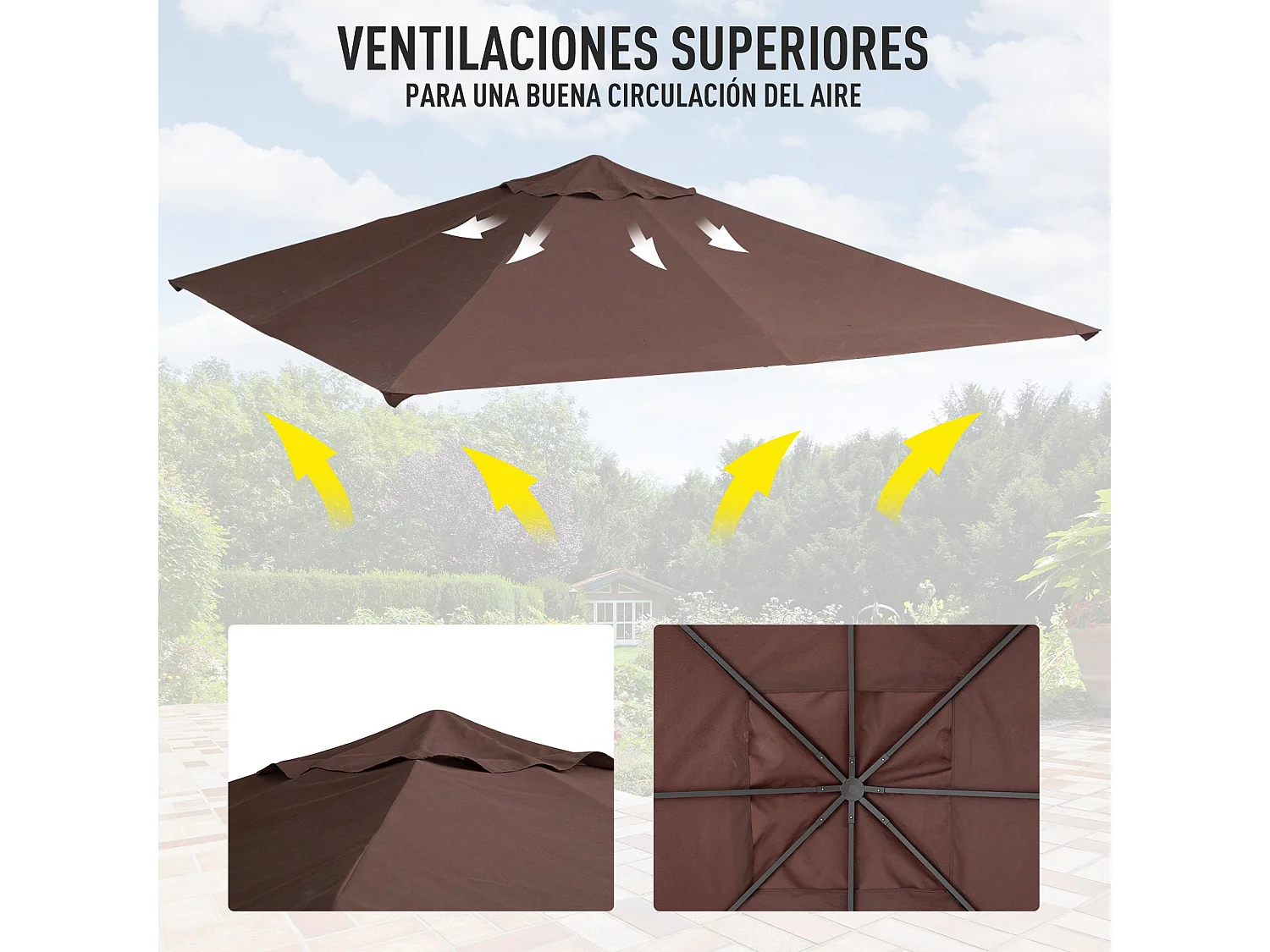 Techo de repuesto para cenador café 300x300 cm Outsunny