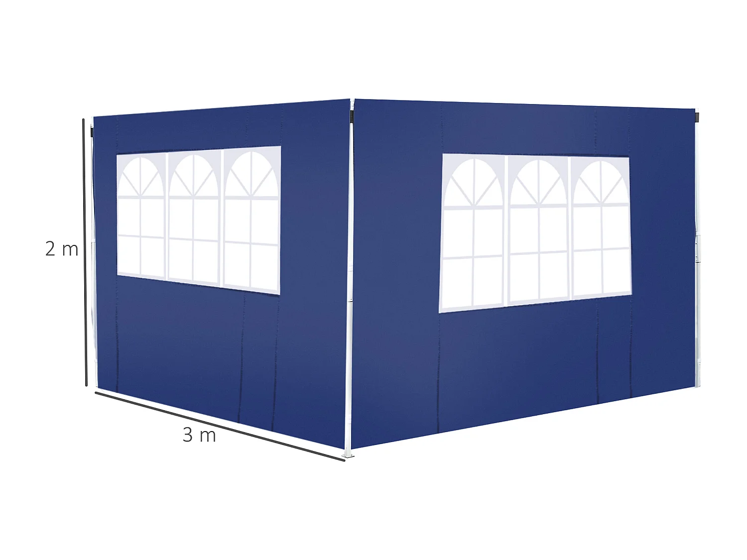 2 paredes parte laterales azul 300x0x200 cm Outsunny