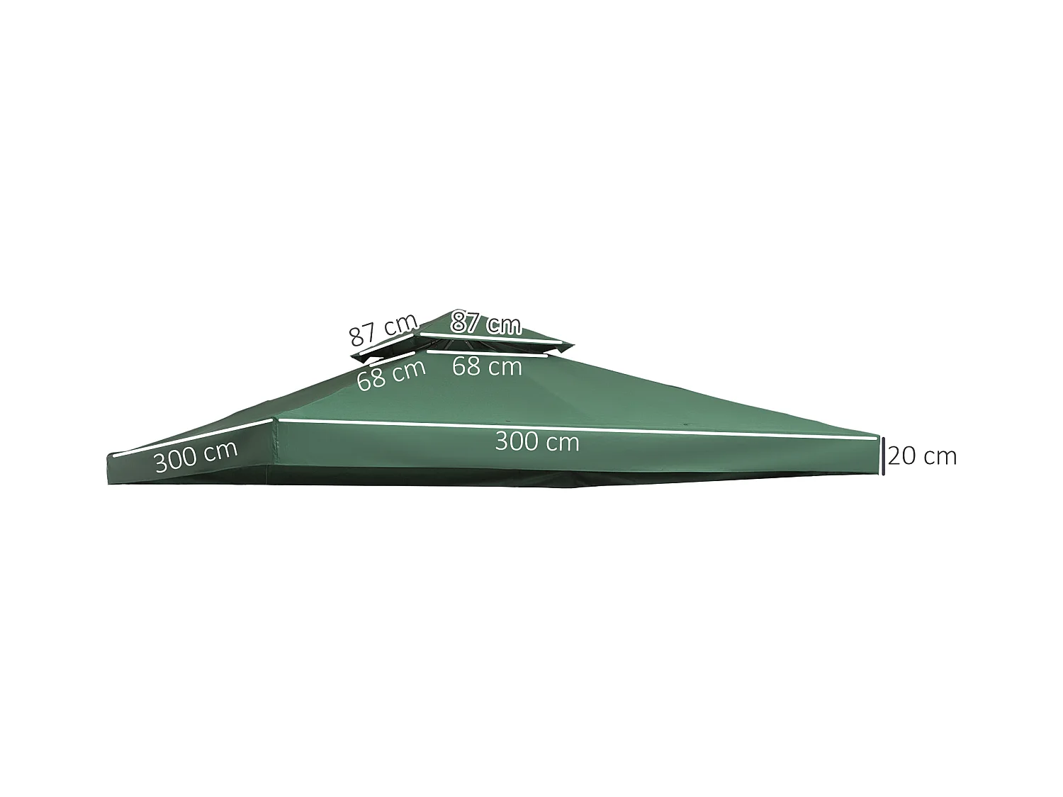 Techo reemplazo para carpa verde 300x300 cm Outsunny