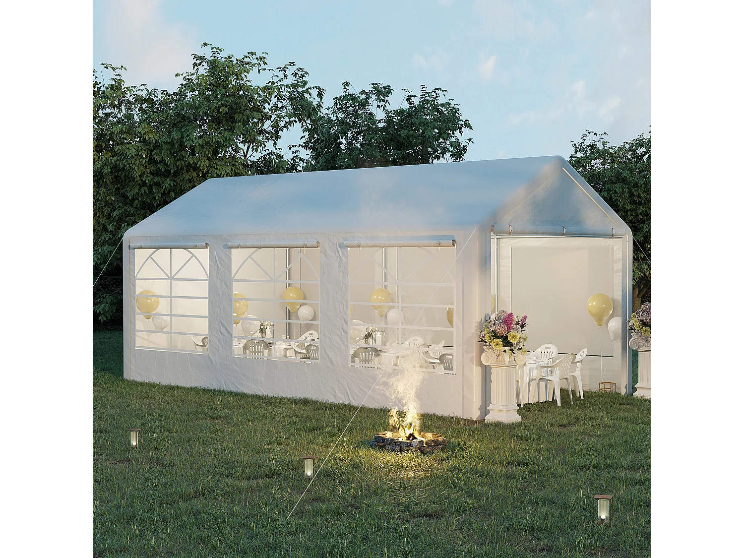 Carpa para fiestas blanco 600x300x280 cm Outsunny