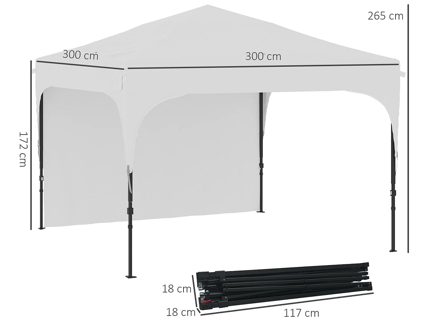 Carpa plegable blanco 300x300x265 cm Outsunny