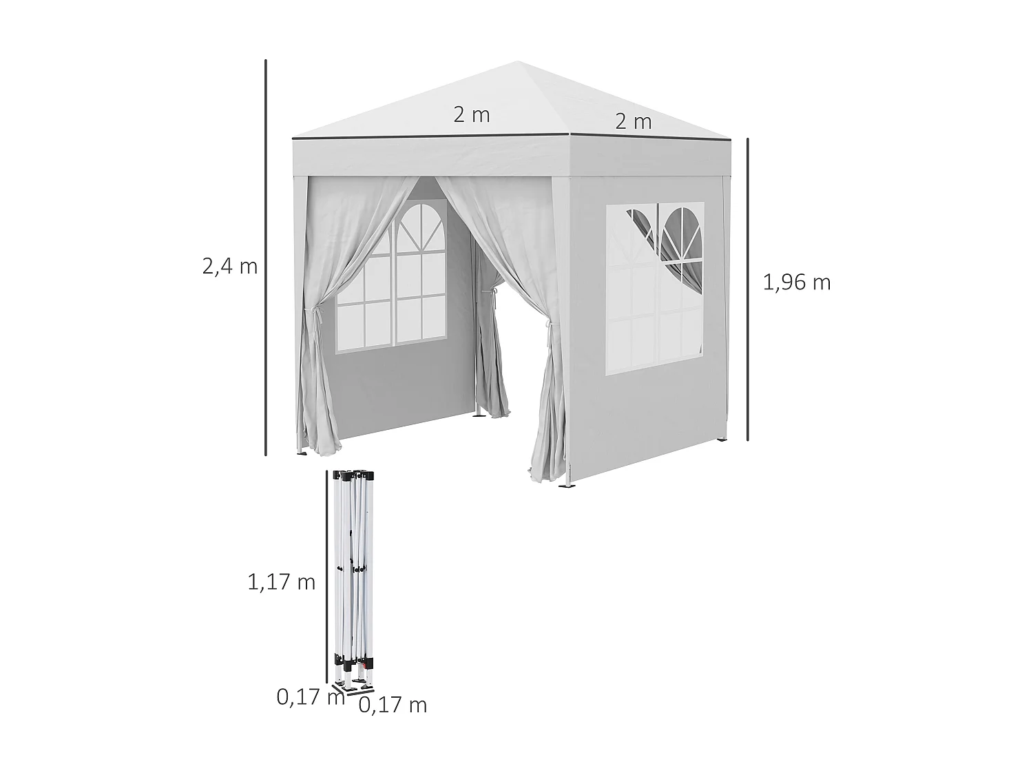 Carpa plegable blanco 200x200x240 cm Outsunny