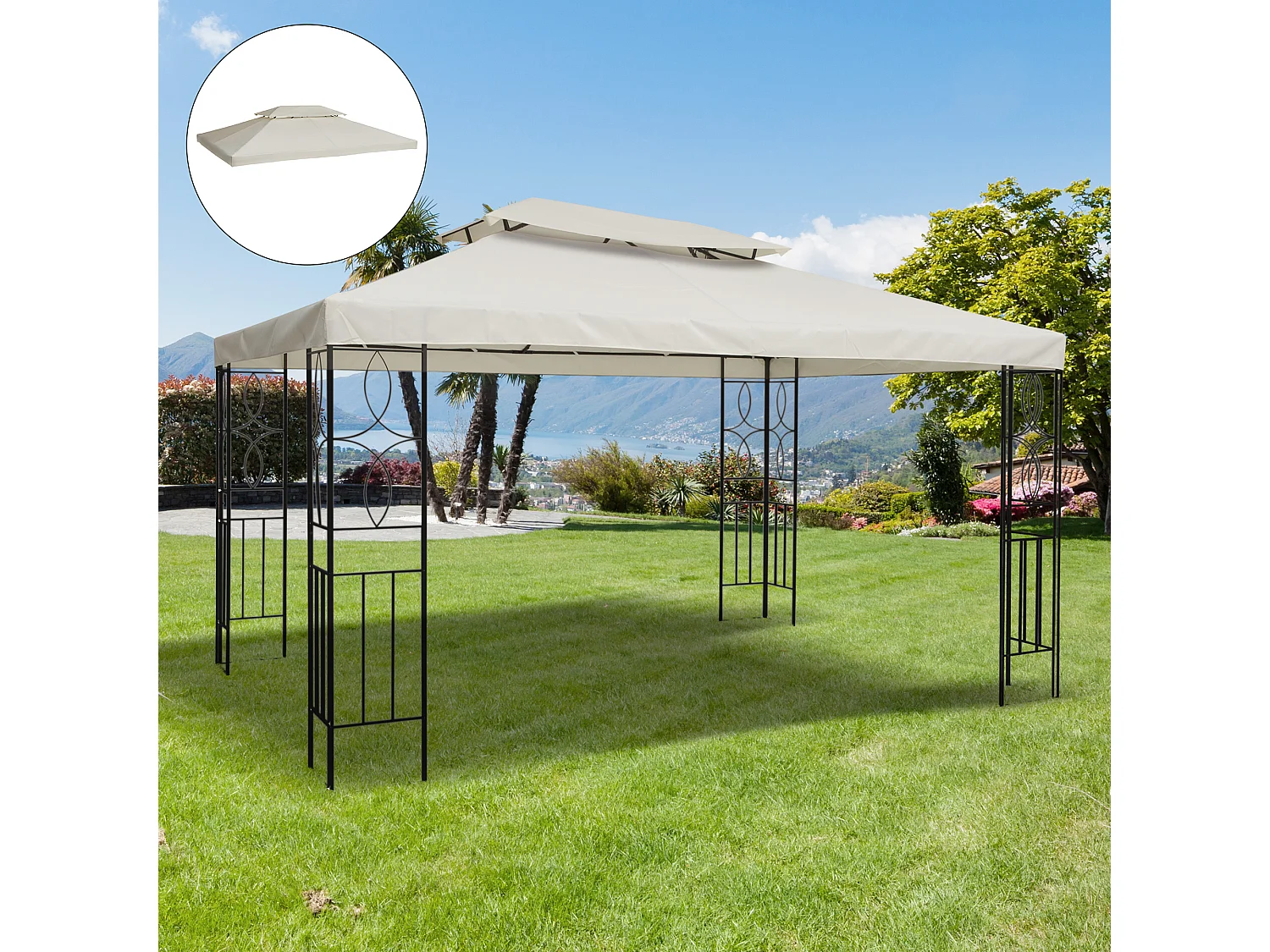 Techo de repuesto para cenador crema 400x300 cm Outsunny