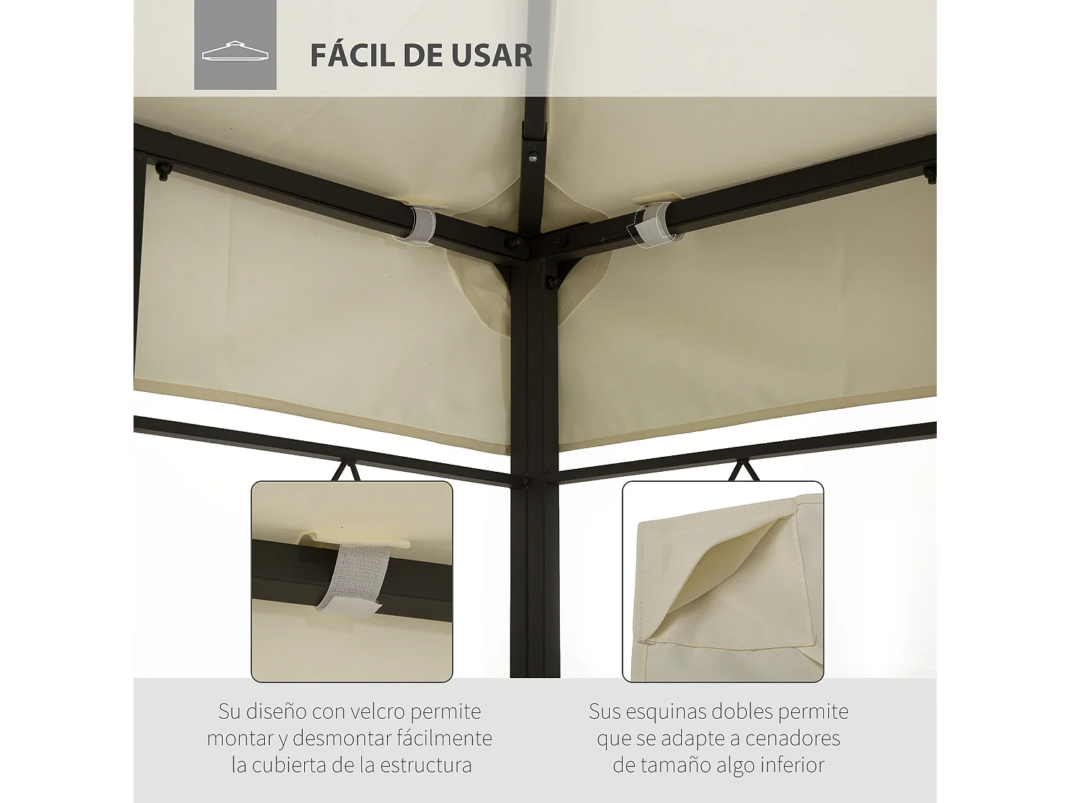 Techo de repuesto para cenador crema 400x300 cm Outsunny