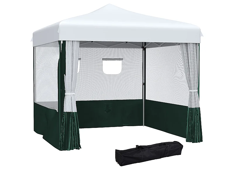 Carpa plegable blanco y verde 270x270x300 cm Outsunny