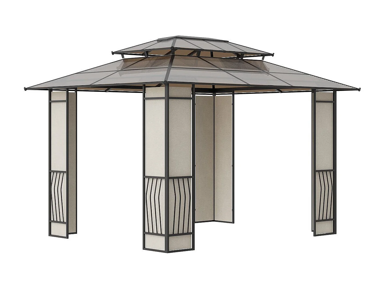 Cenador de jardín marrón 365x300x275 cm Outsunny