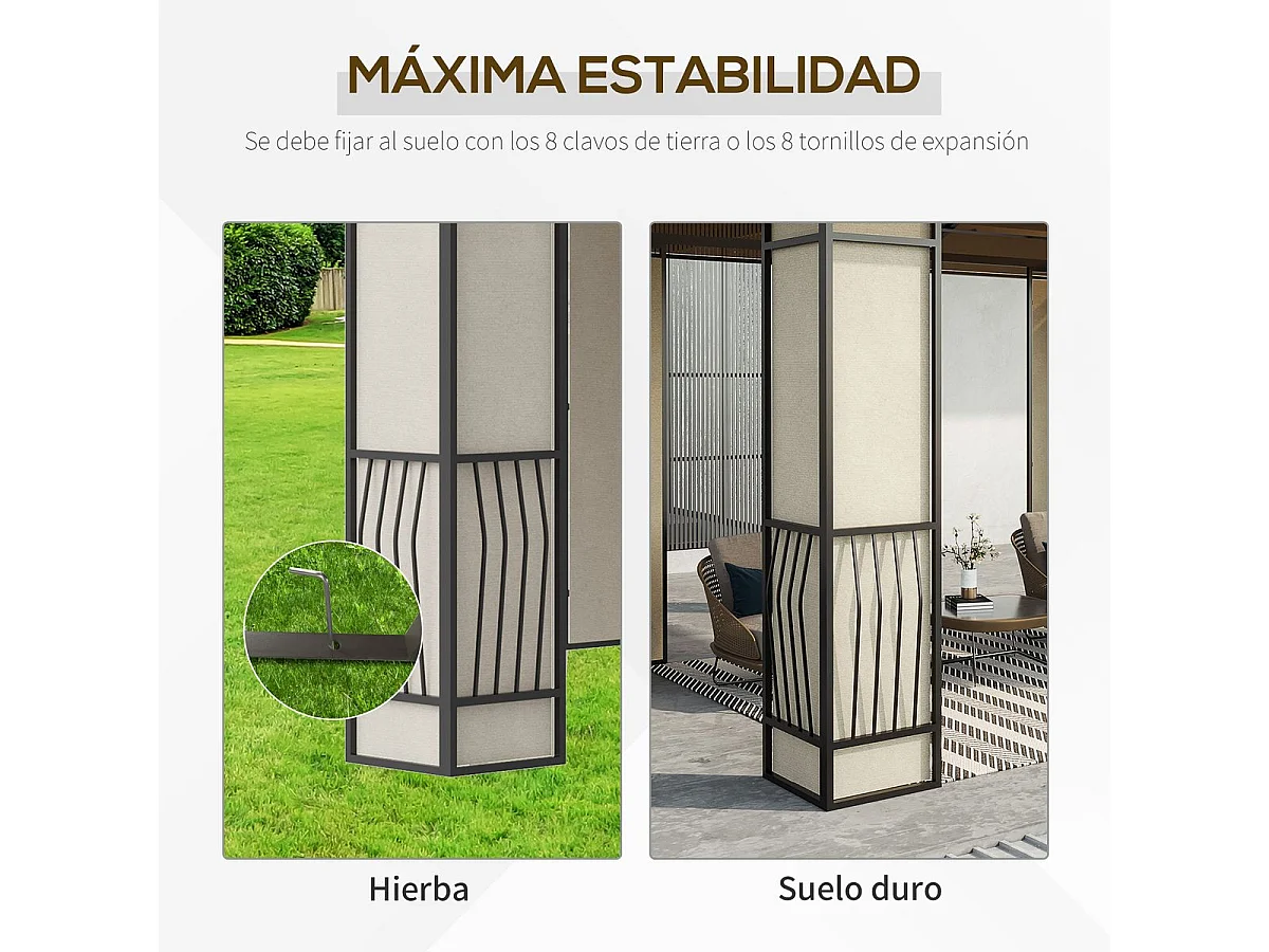 Cenador de jardín marrón 365x300x275 cm Outsunny