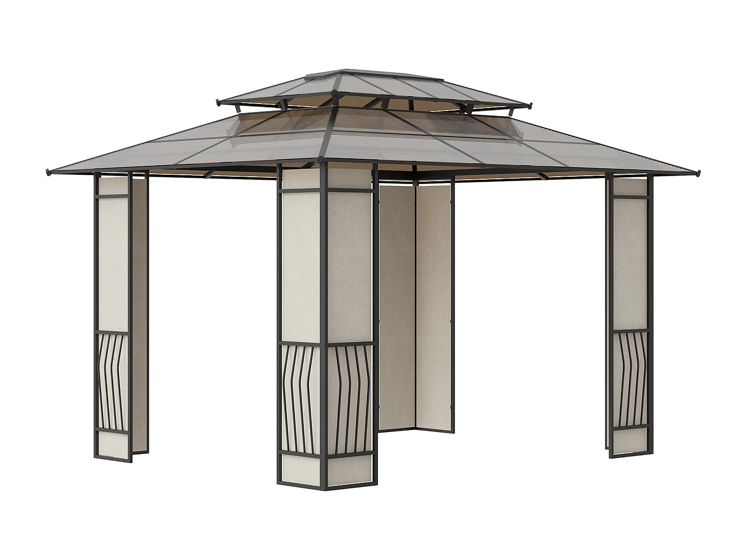 Cenador de jardín marrón 365x300x275 cm Outsunny