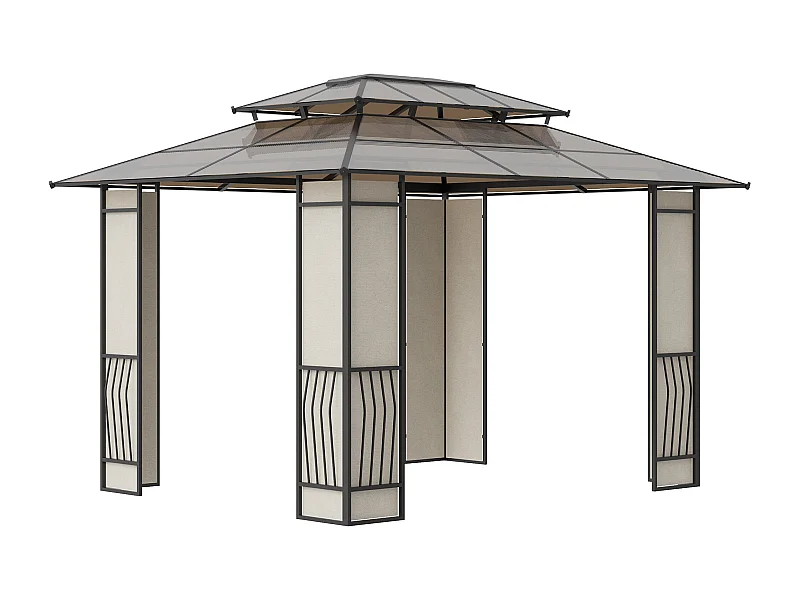 Cenador de jardín marrón 365x300x275 cm Outsunny