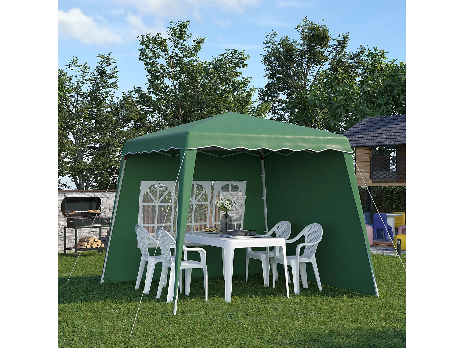 Carpa plegable verde 289x289x250 cm Outsunny