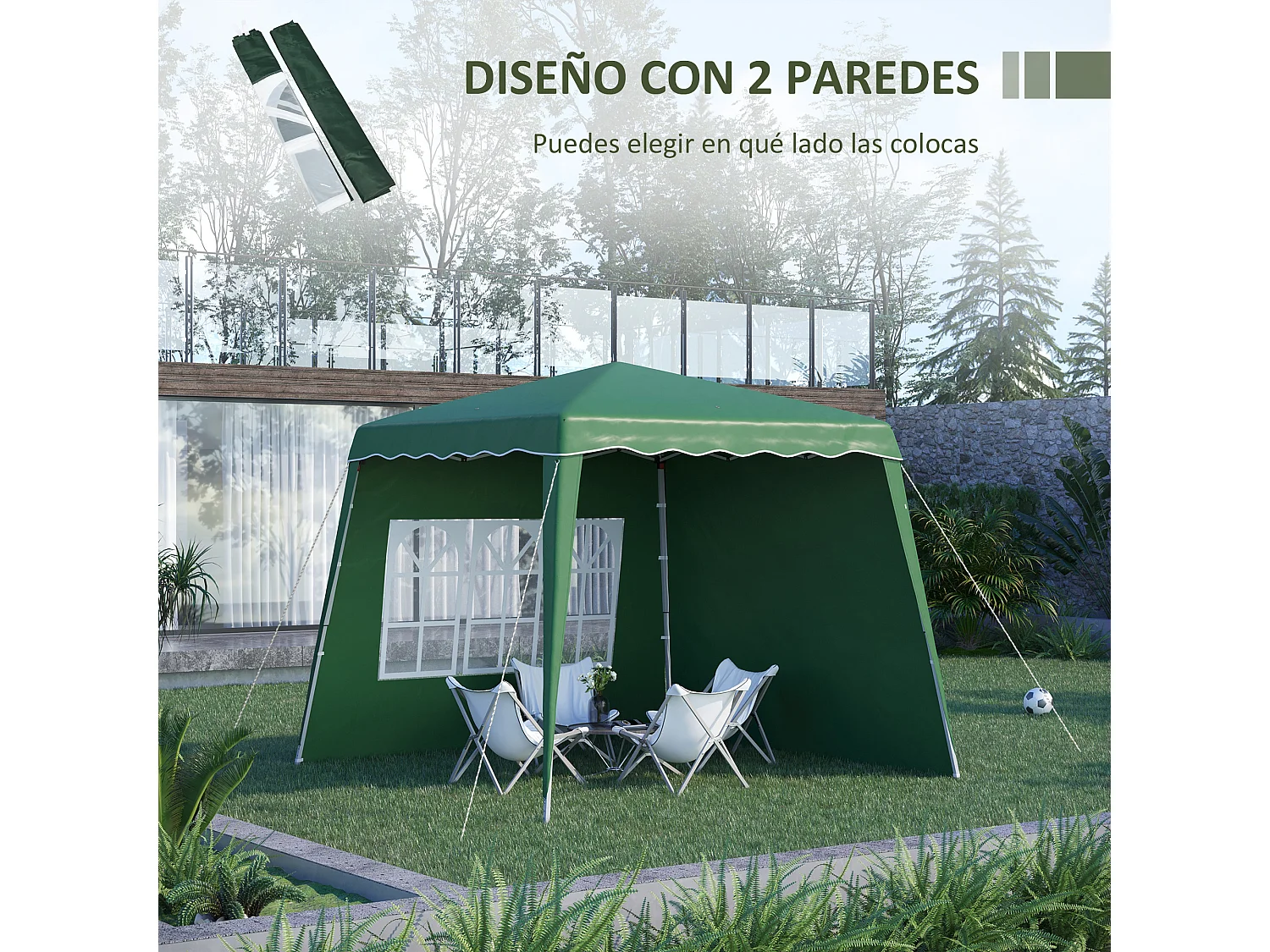 Carpa plegable verde 289x289x250 cm Outsunny
