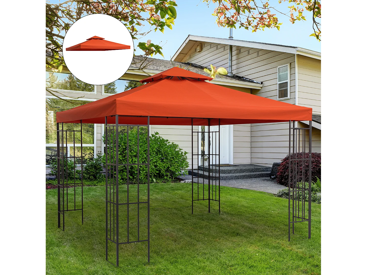 Techo reemplazo para carpa rojo óxido 300x300 cm Outsunny