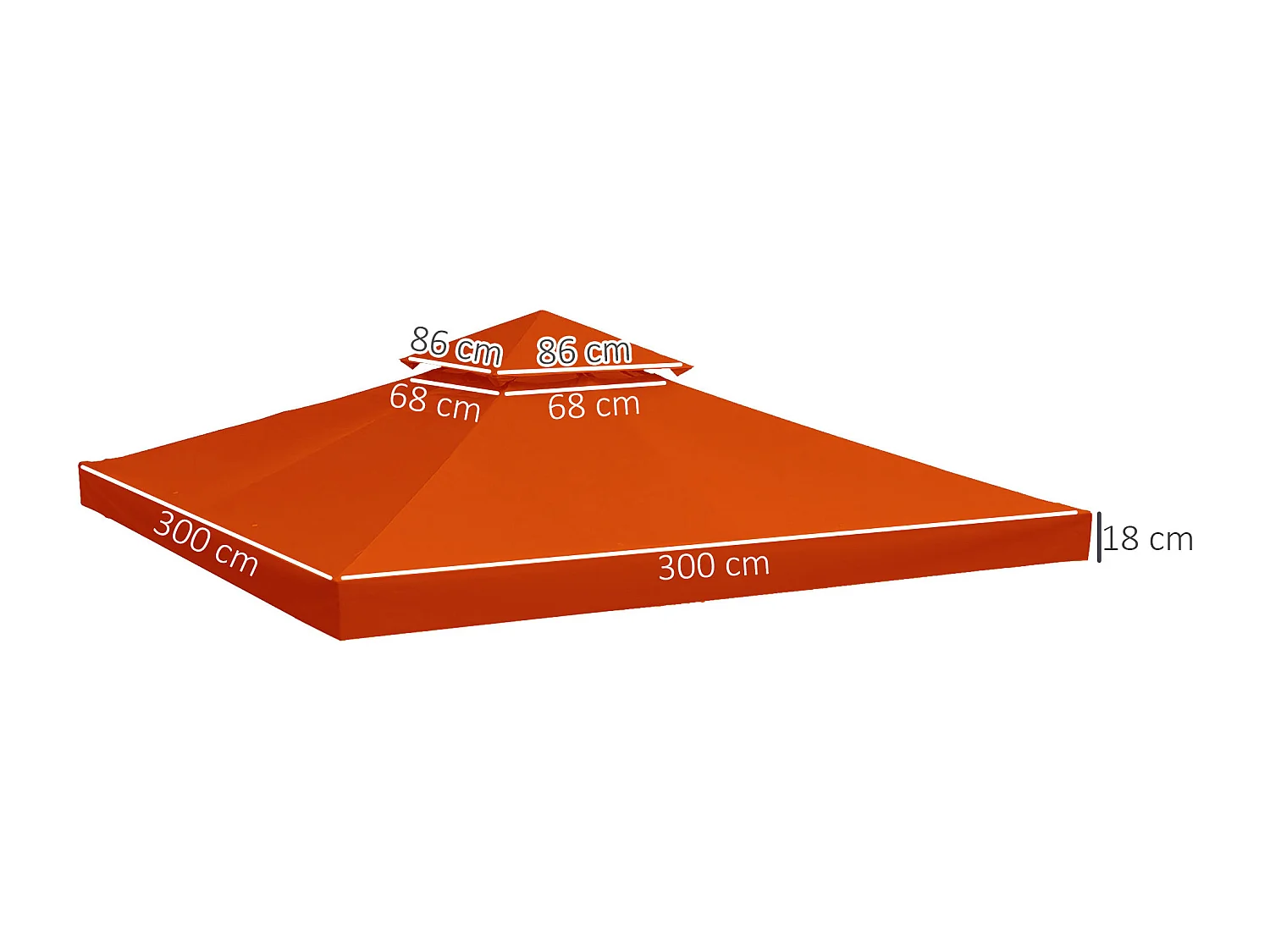 Techo reemplazo para carpa rojo óxido 300x300 cm Outsunny