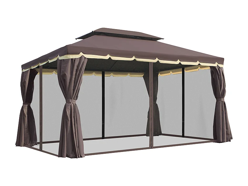 Cenador de jardín café 290x390x280 cm Outsunny