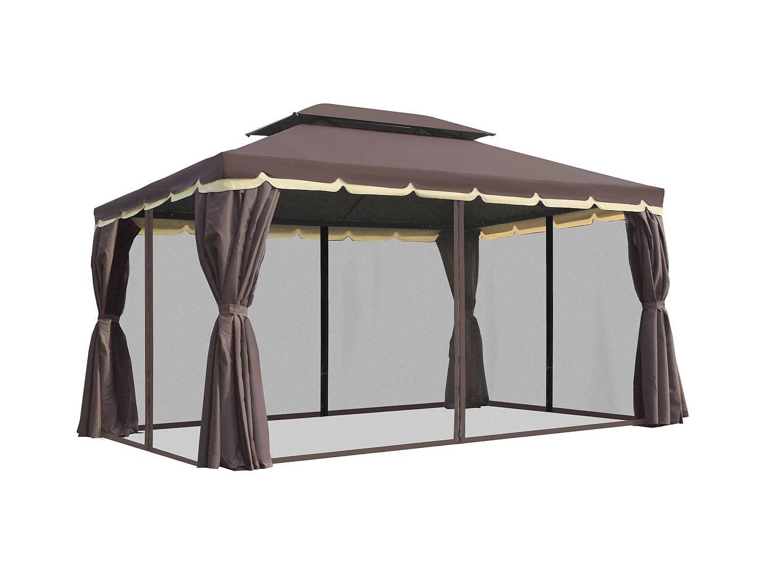 Cenador de jardín café 290x390x280 cm Outsunny