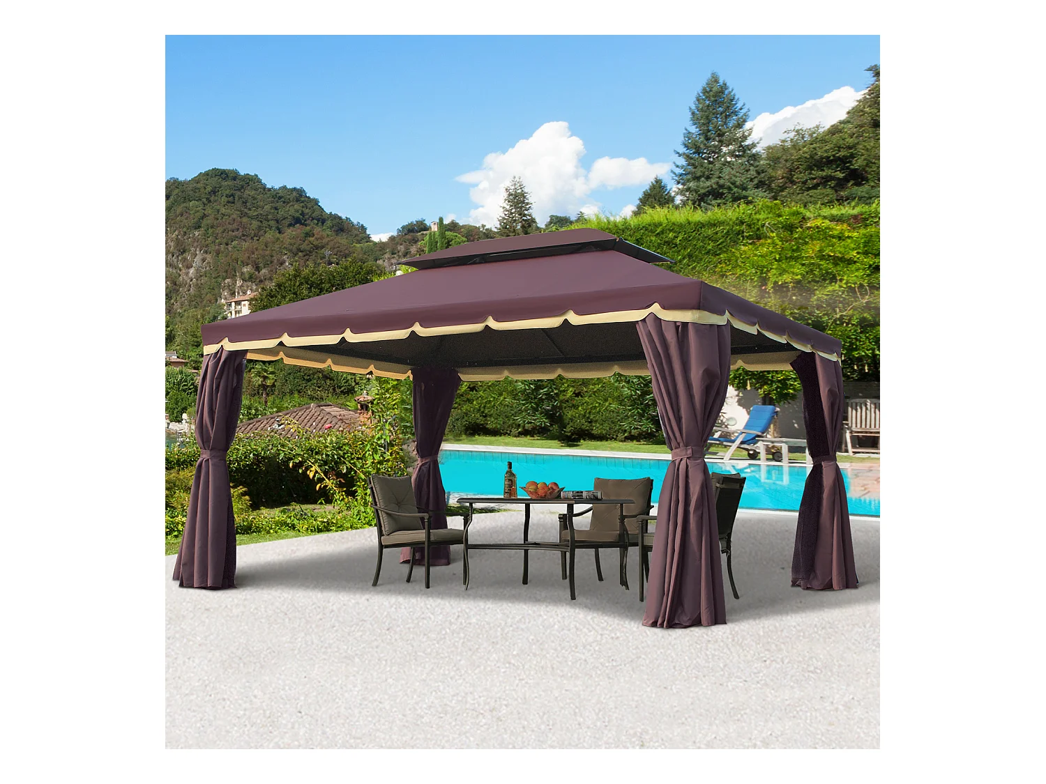 Cenador de jardín café 290x390x280 cm Outsunny