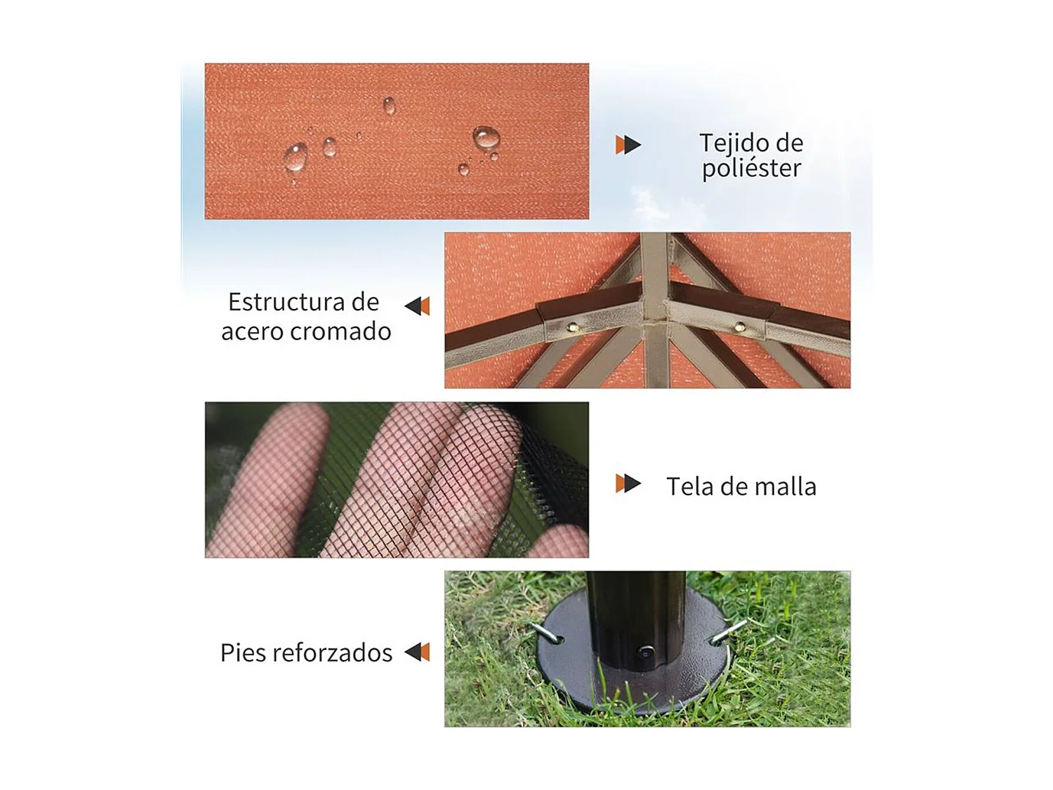 Cenador de jardín café 290x390x280 cm Outsunny