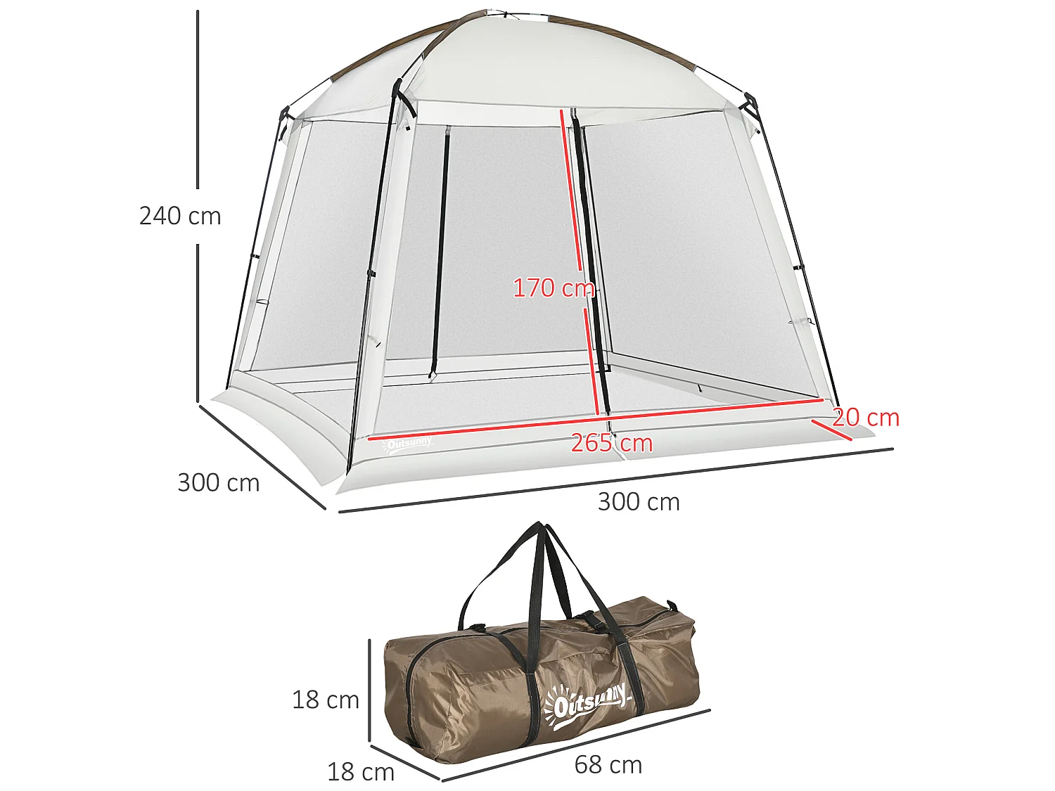 Carpa con mosquiteras blanco 300x300x240 cm Outsunny