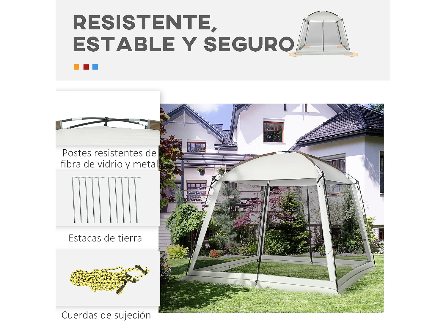 Carpa con mosquiteras blanco 300x300x240 cm Outsunny