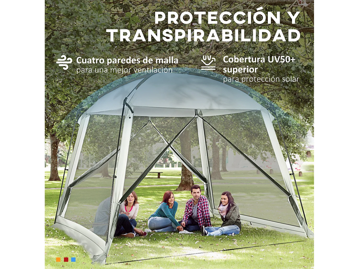Carpa con mosquiteras blanco 300x300x240 cm Outsunny