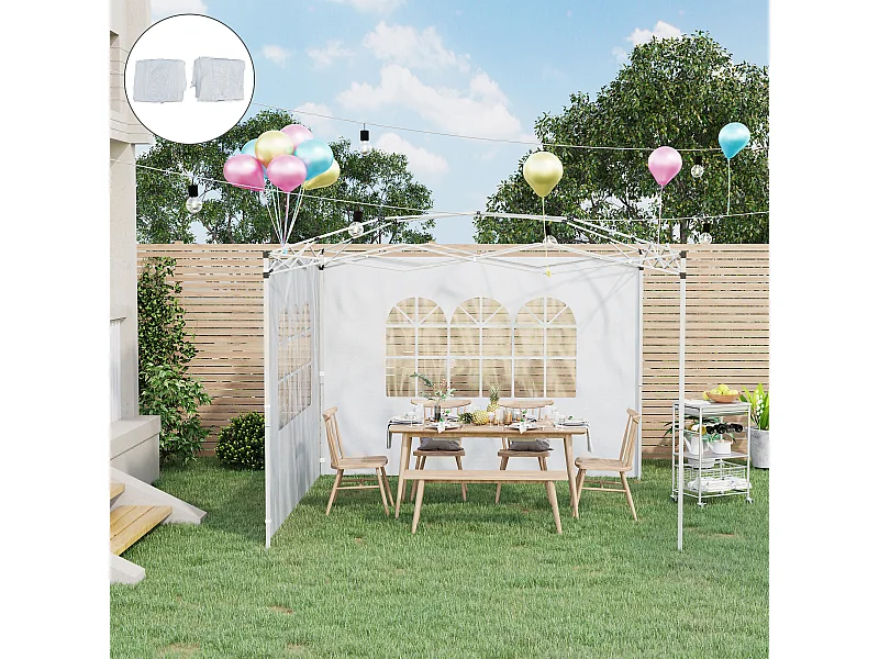 2 paredes parte laterales blanco 295x0.01x200 cm Outsunny