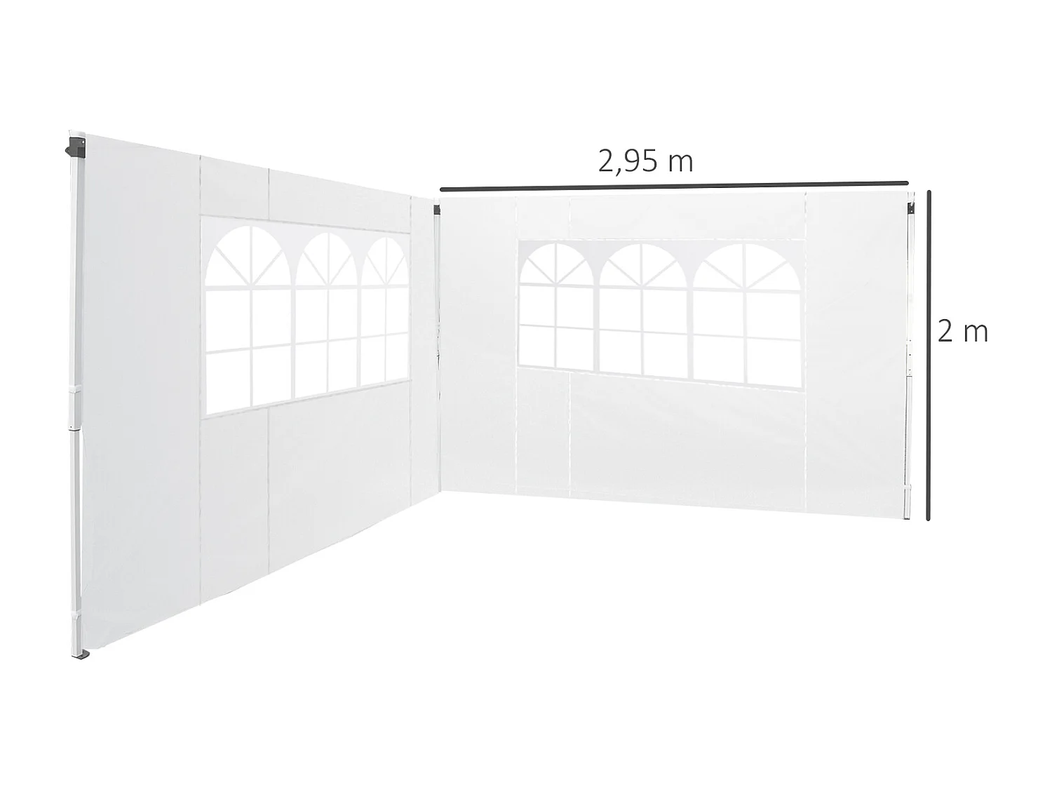 2 paredes parte laterales blanco 295x0.01x200 cm Outsunny