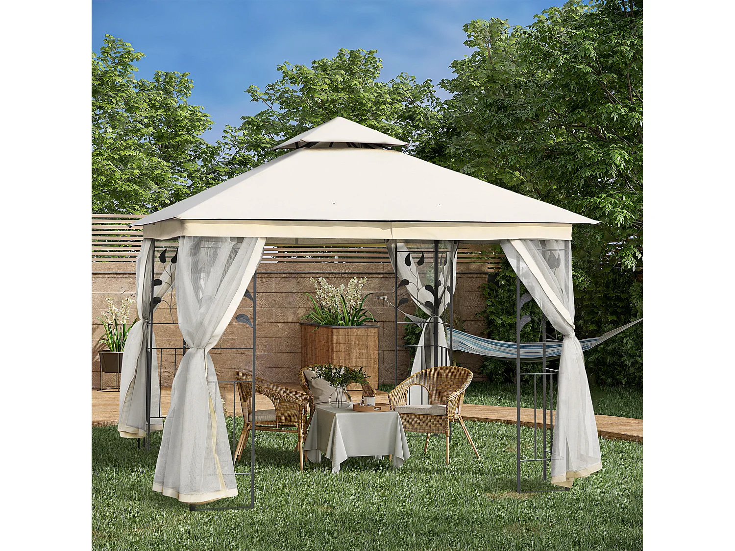Carpa de jardín blanco 300x300x280 cm Outsunny