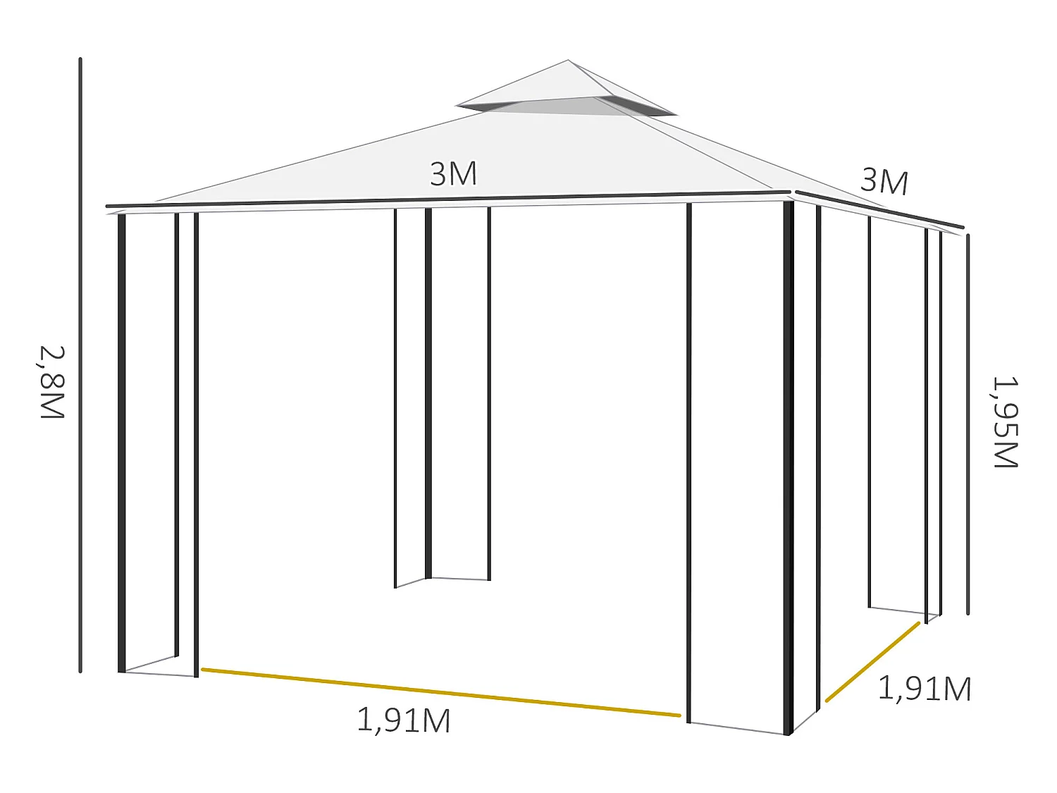 Carpa de jardín blanco 300x300x280 cm Outsunny