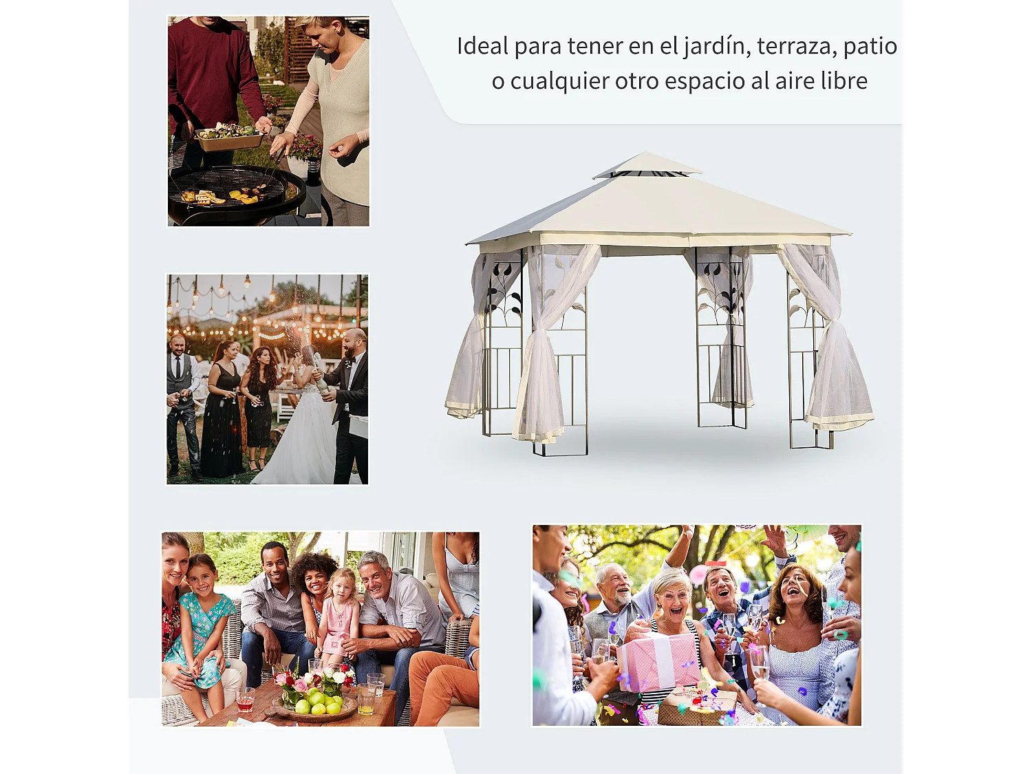 Carpa de jardín blanco 300x300x280 cm Outsunny