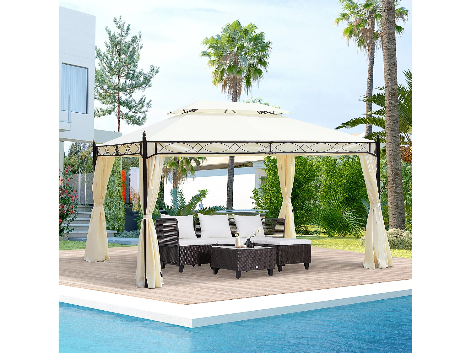 Cenador crema 300x400x280 cm Outsunny