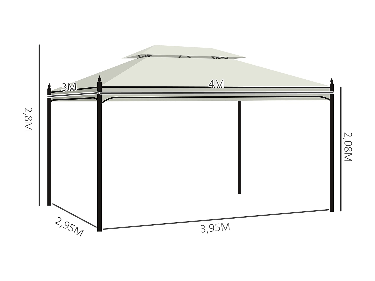 Cenador crema 300x400x280 cm Outsunny