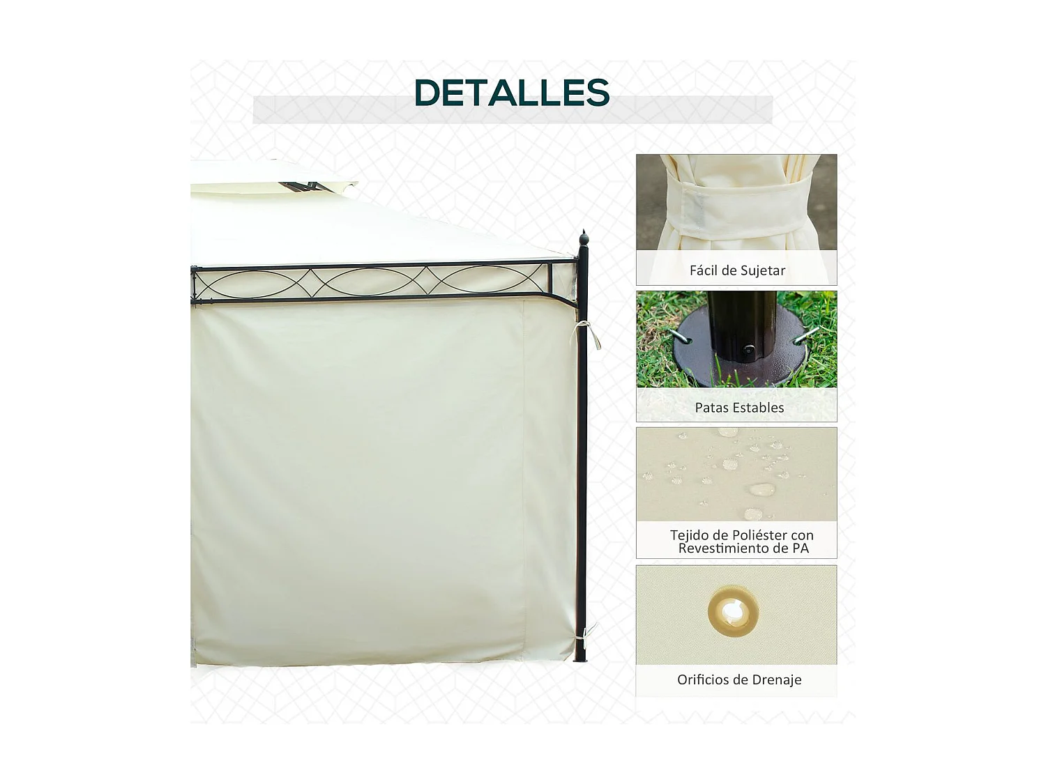 Cenador crema 300x400x280 cm Outsunny