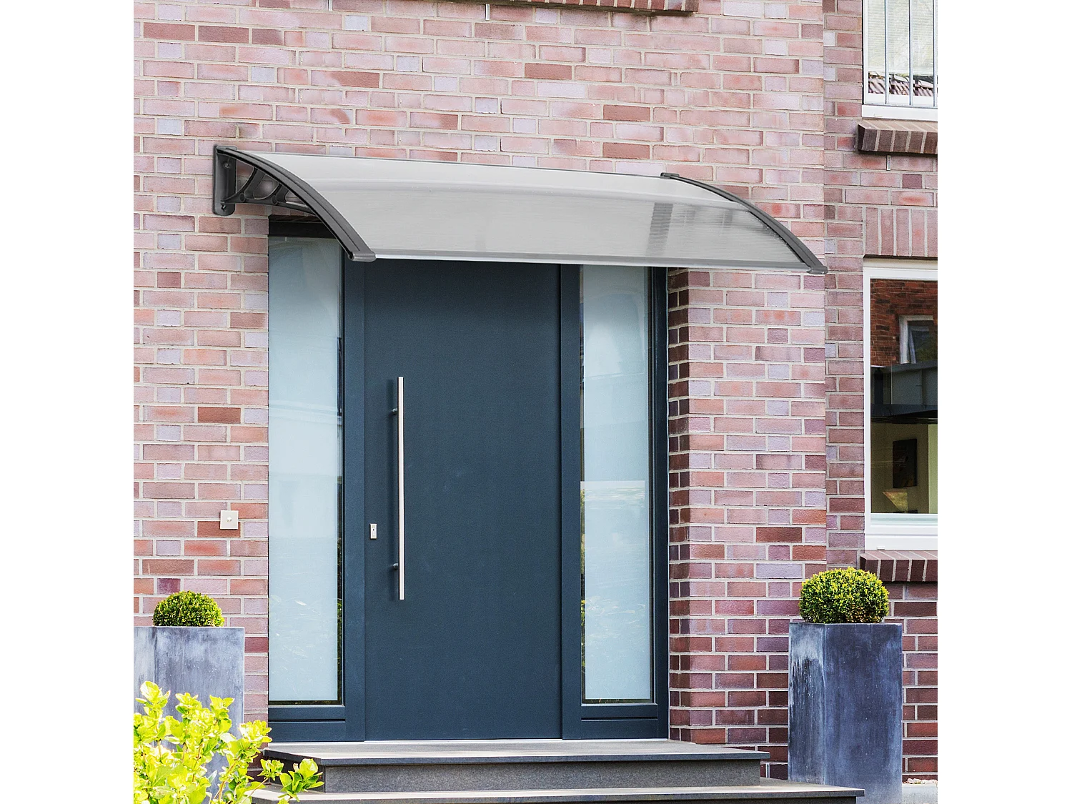 Schutzdach – 110 x 60 x 23 cm – Grau und Transparent – ​​Polycarbonat und Aluminium