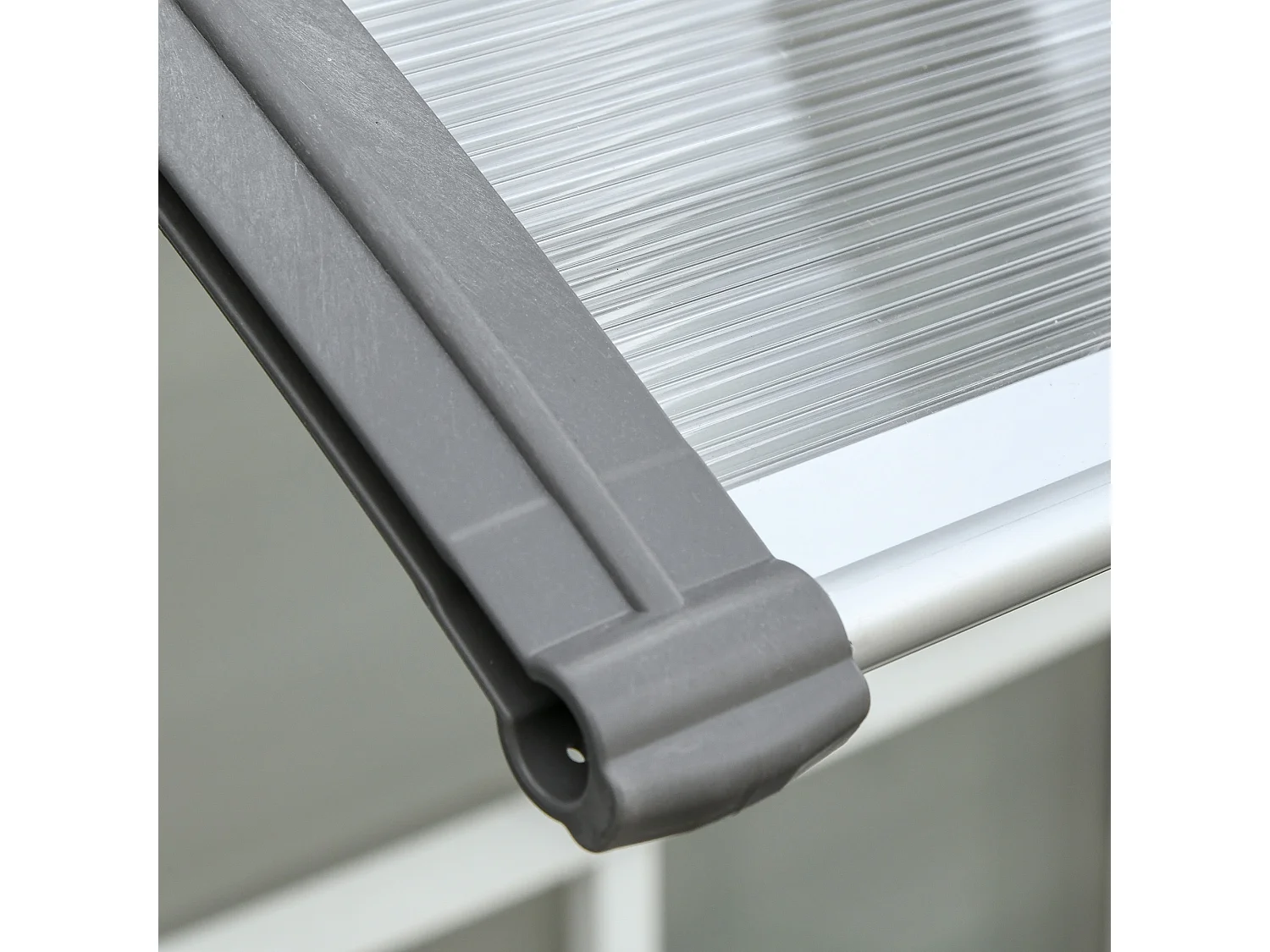 Schutzdach – 110 x 60 x 23 cm – Grau und Transparent – ​​Polycarbonat und Aluminium