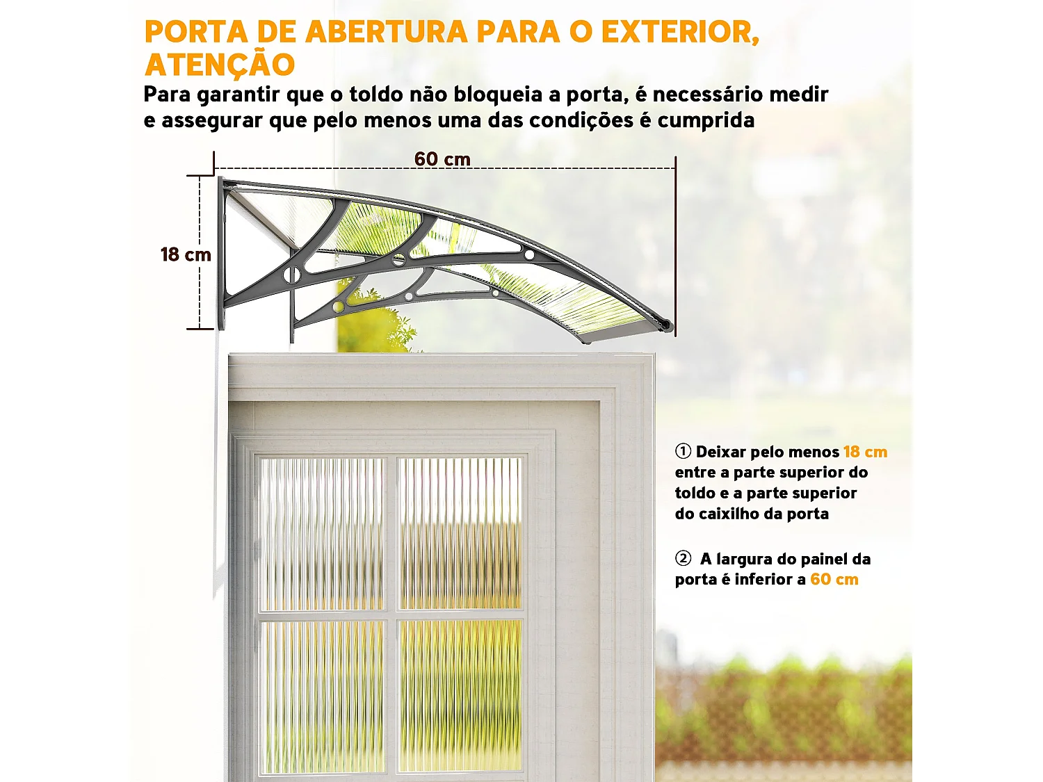 Schutzdach – 110 x 60 x 23 cm – Grau und Transparent – ​​Polycarbonat und Aluminium