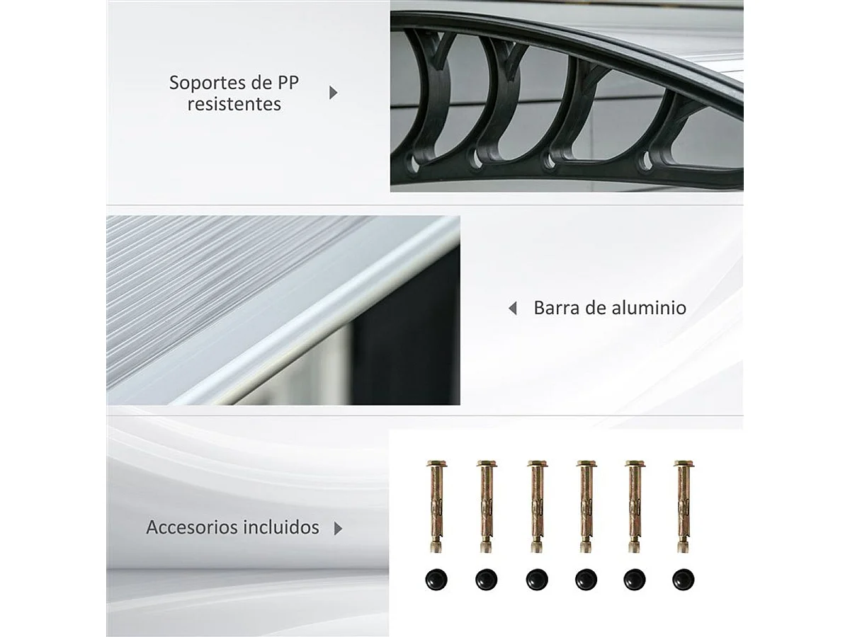 Tejadillo de protección transparente 200x96x27 cm Outsunny