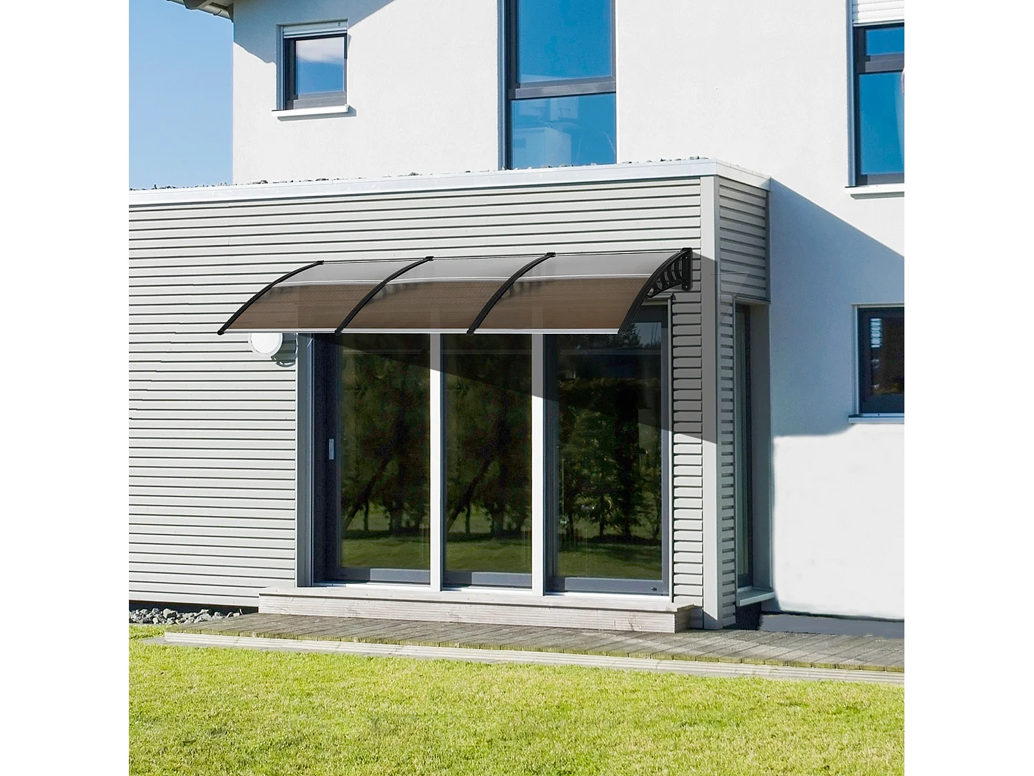 Tejadillo de protección marrón 303x96x27 cm Outsunny