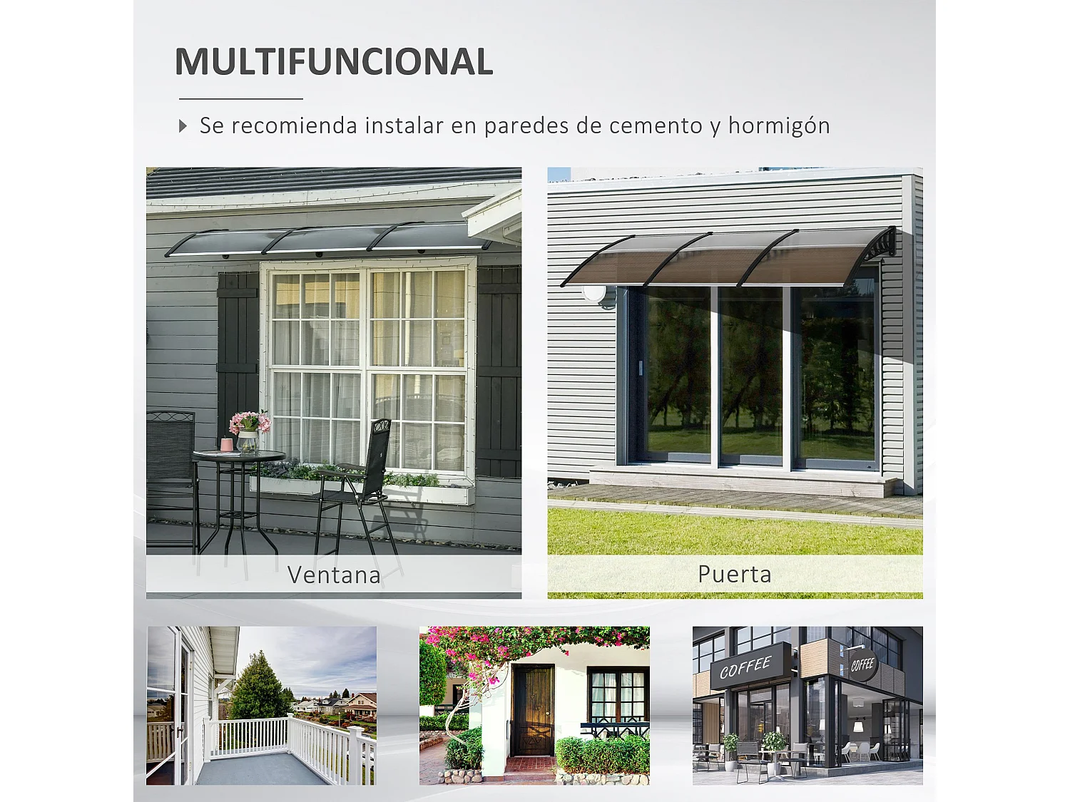 Tejadillo de protección marrón 303x96x27 cm Outsunny