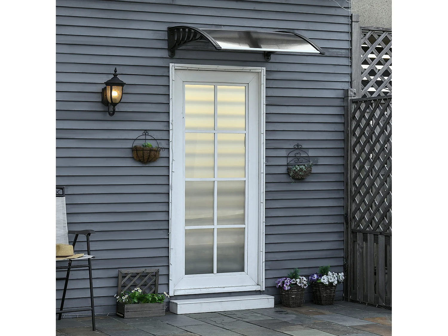 Tejadillo de protección marrón 103x96.5x27 cm Outsunny