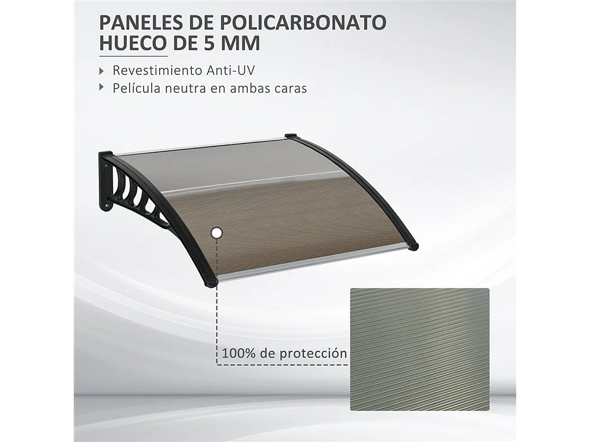 Tejadillo de protección marrón 103x96.5x27 cm Outsunny