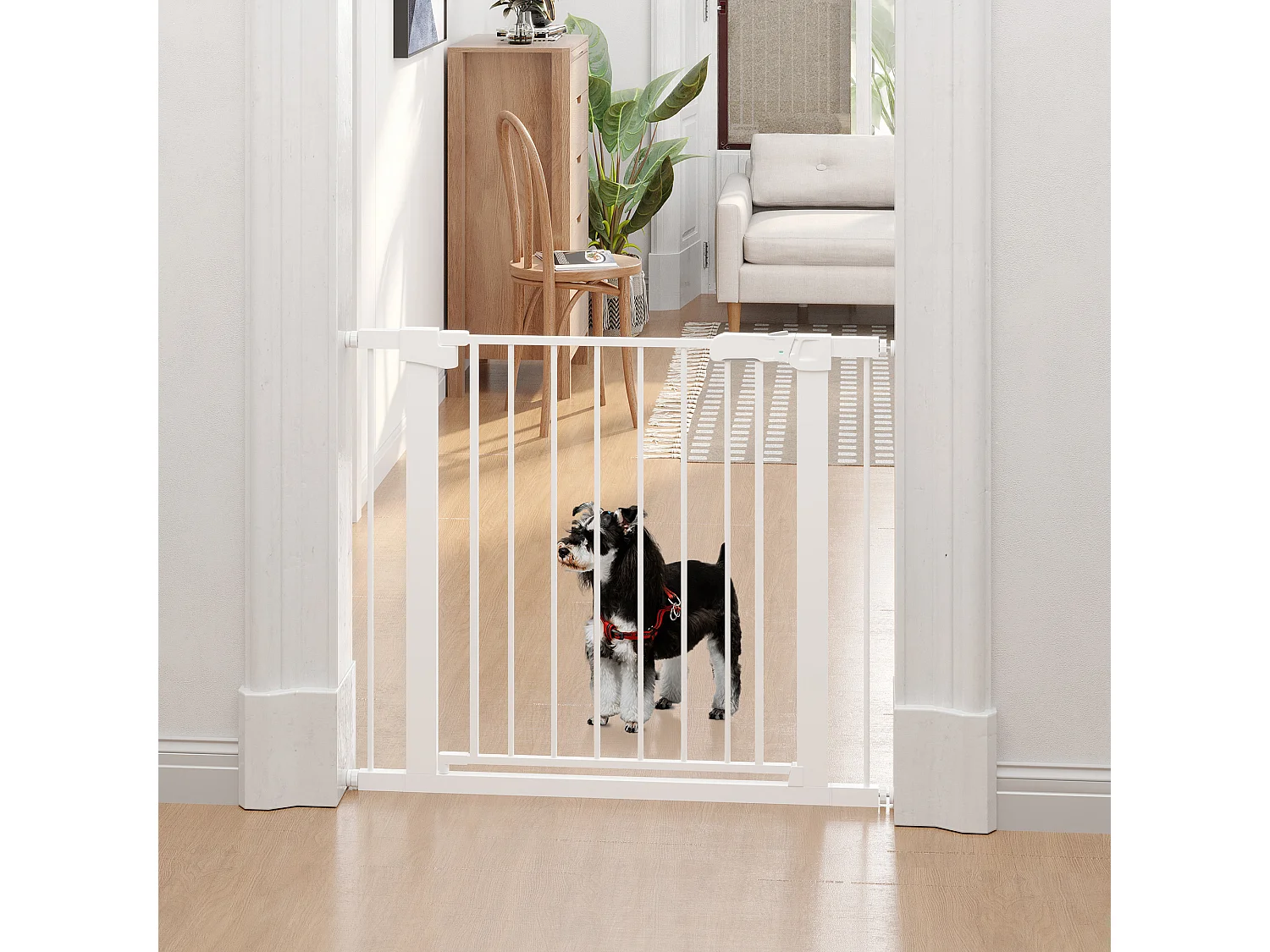 Barrera de seguridad de perros blanco 96x5x76 cm PawHut