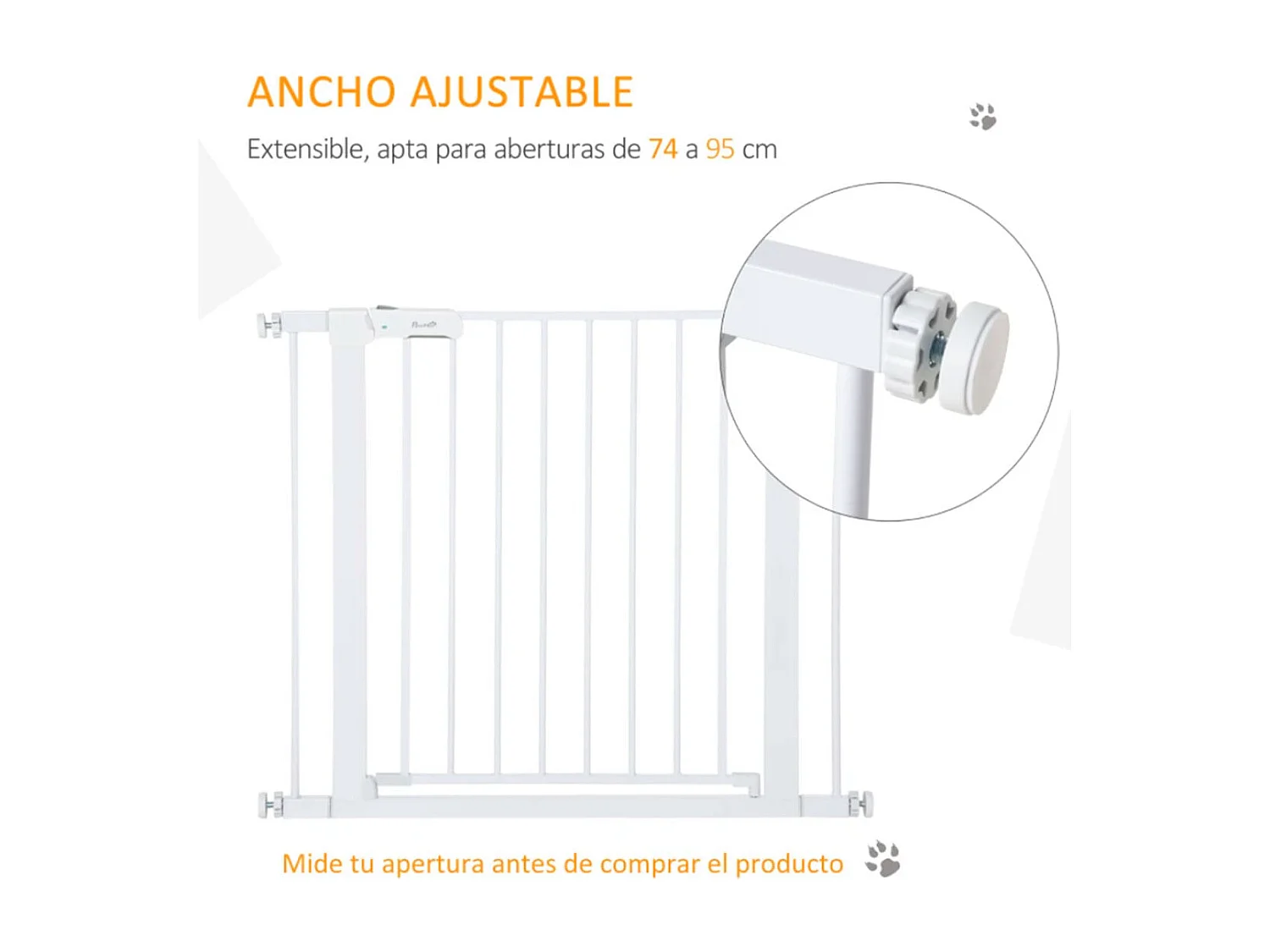 Barrera de seguridad de perros blanco 96x5x76 cm PawHut