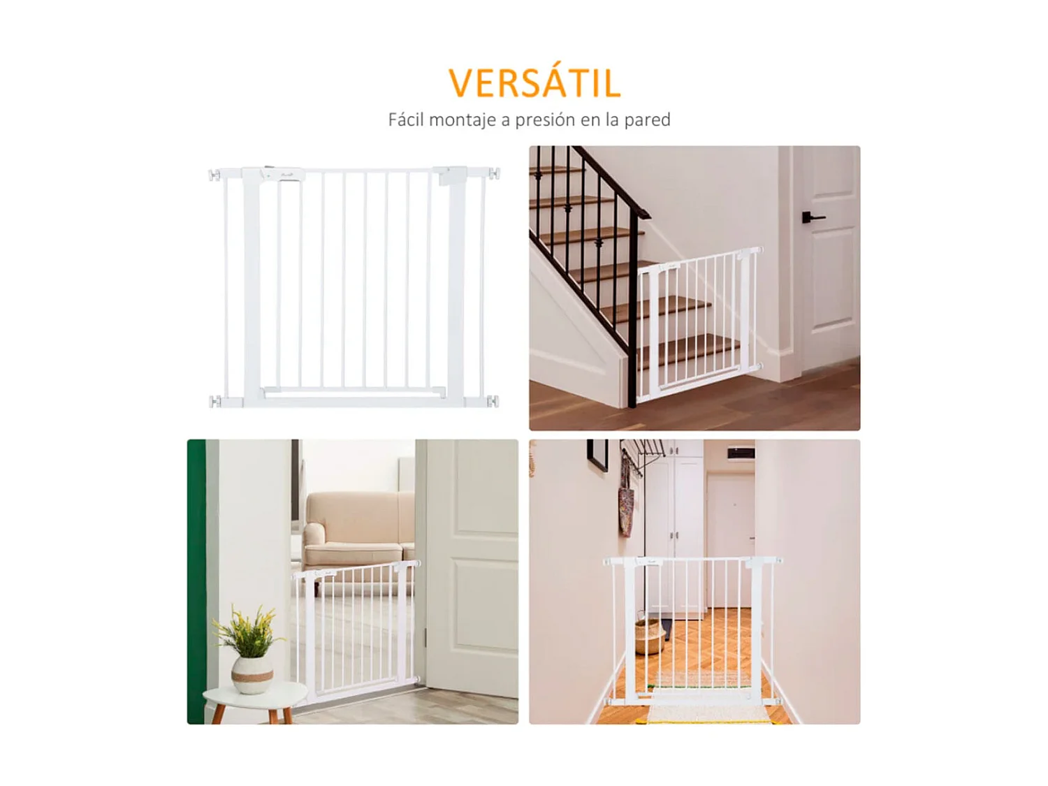 Barrera de seguridad de perros blanco 96x5x76 cm PawHut