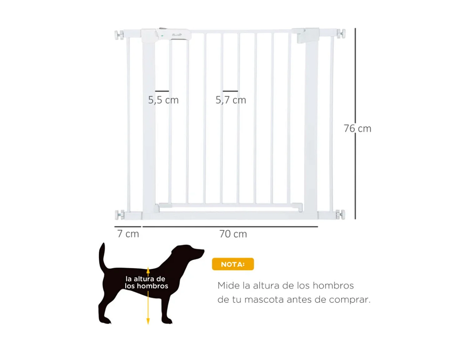 Barrera de seguridad de perros blanco 96x5x76 cm PawHut