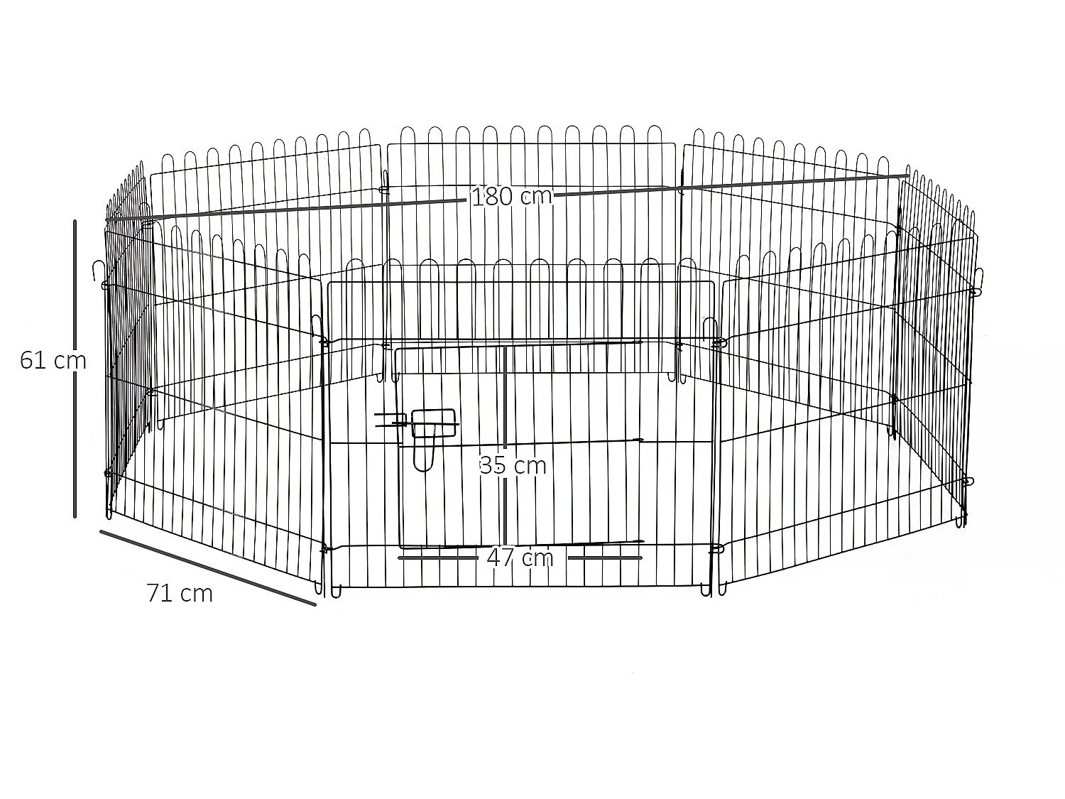 Parque de perros negro ø180x61 cm PawHut
