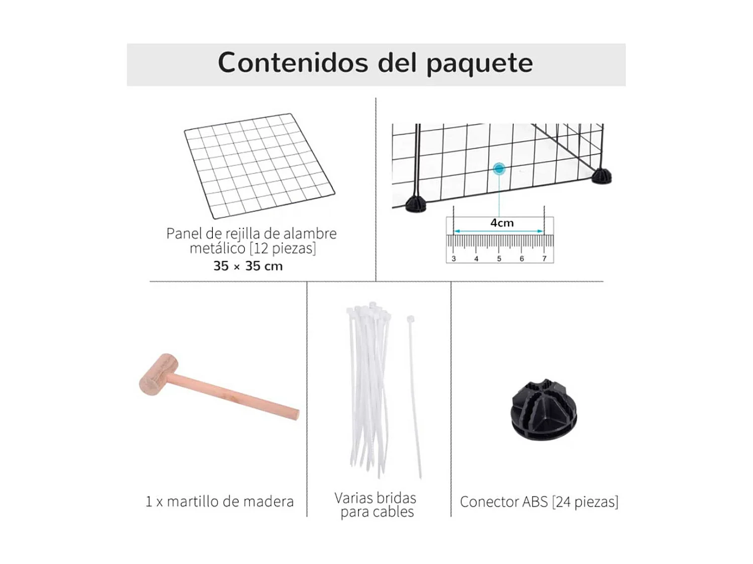 Valla metálica para mascotas negro 106x73x36 cm PawHut