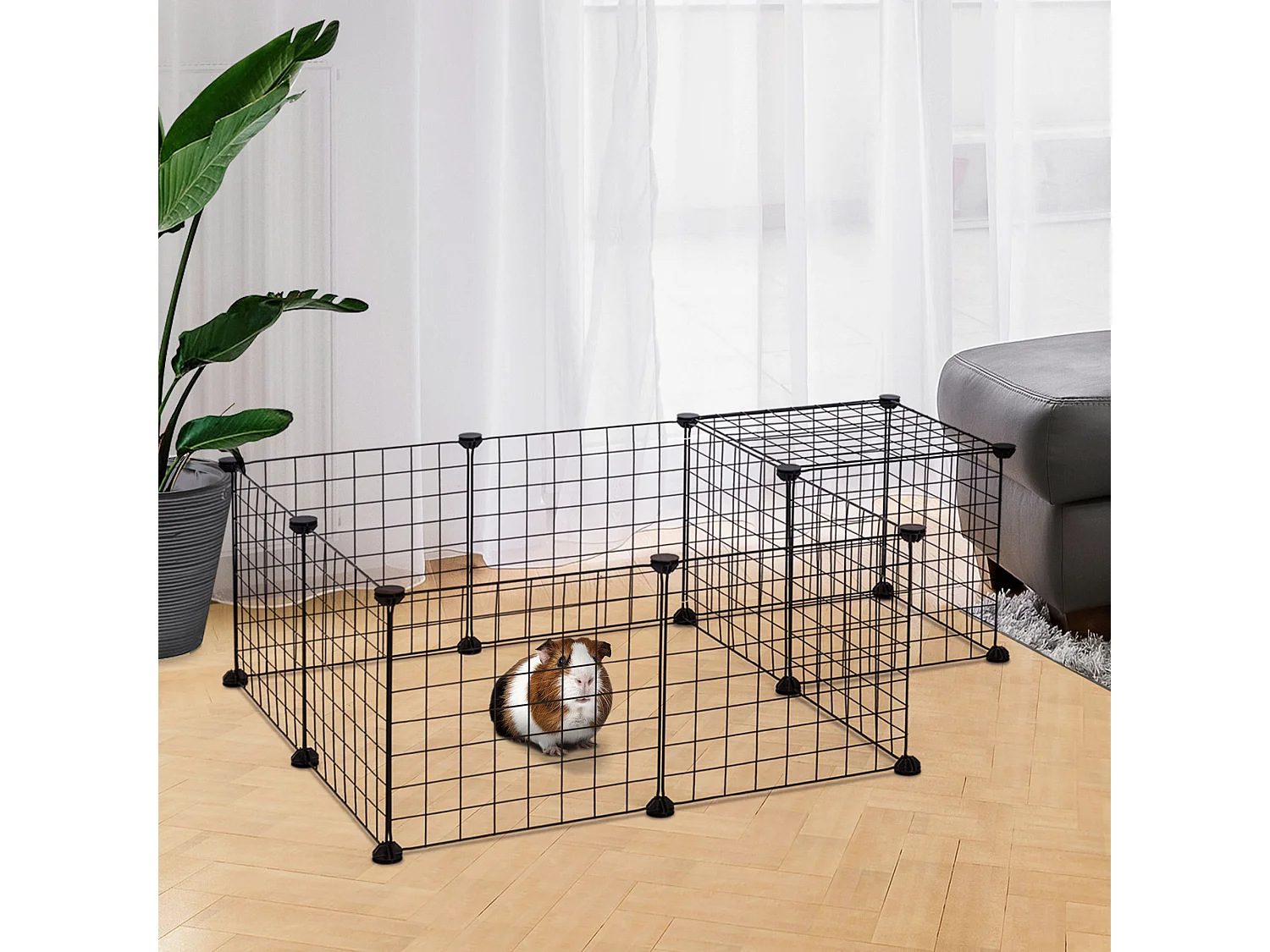 Valla metálica para mascotas negro 106x73x36 cm PawHut