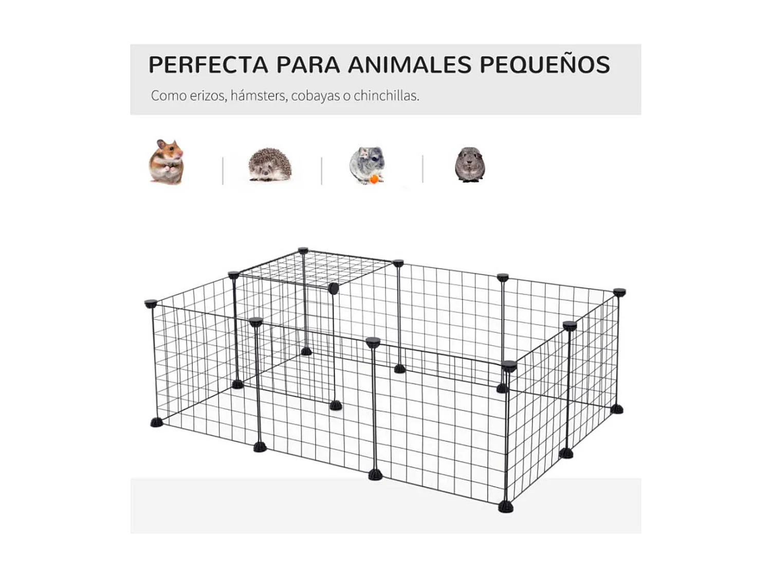 Valla metálica para mascotas negro 106x73x36 cm PawHut